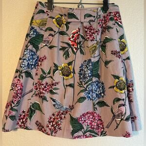 Boden Mauve Floral A-Line Skirt with Multicolor Blooms